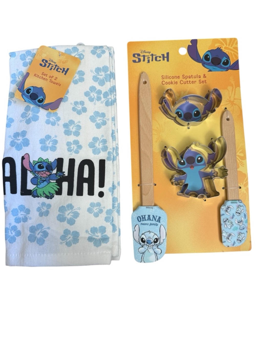 Disney Stitch Aloha Bundle 2Pk Kitchen Towels & Silicone Spatula & Cookie Cutter